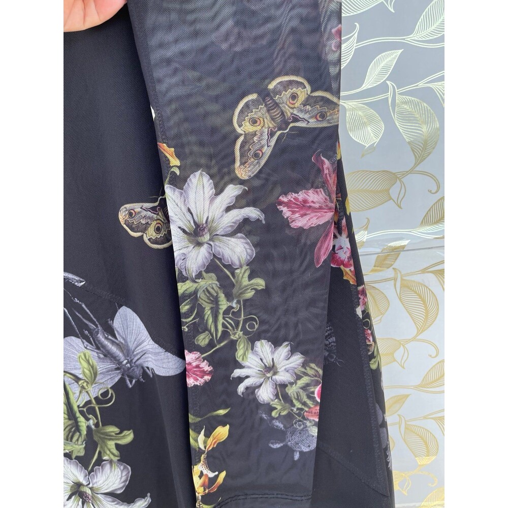AllSaints Hanna Floral Mesh Maxi Dress UK 12 US 8 Whimsigoth Moody Romance - Picture 10 of 12